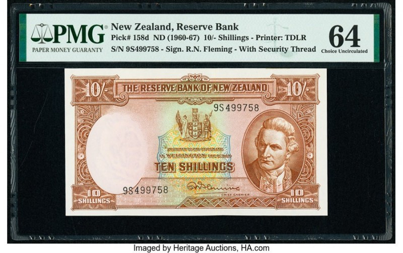 New Zealand Reserve Bank of New Zealand 10 Shillings ND (1960-67) Pick 158d PMG ...