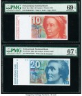 Switzerland National Bank 10; 20 Franken 1982 Pick 53d; 55d Two Examples PMG Superb Gem Unc 69 EPQ; Superb Gem Unc 67 EPQ. 

HID09801242017

© 2020 He...
