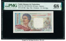Tahiti Banque de l'Indochine 20 Francs ND (1954-58) Pick 21b PMG Superb Gem Unc 68 EPQ. 

HID09801242017

© 2020 Heritage Auctions | All Rights Reserv...