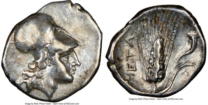 LUCANIA. Metapontum. Ca. 325-275 BC. AR diobol (12mm, 3h). NGC VF, brushed. Head...