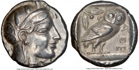 ATTICA. Athens. Ca. 465-455 BC. AR tetradrachm (23mm, 17.15 gm, 4h). NGC XF 5/5 - 4/5. Head of Athena right, wearing crested Attic helmet ornamented w...