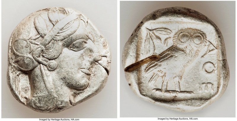 ATTICA. Athens. Ca. 455-440 BC. AR tetradrachm (25mm, 17.15 gm, 1h). VF, test cu...