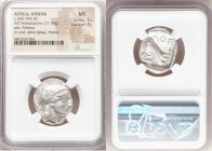 ATTICA. Athens. Ca. 440-404 BC. AR tetradrachm (26mm, 17.18 gm, 4h). NGC MS 5/5 - 4/5. Mid-mass coinage issue. Head of Athena right, wearing crested A...
