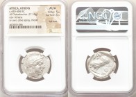 ATTICA. Athens. Ca. 440-404 BC. AR tetradrachm (25mm, 17.16 gm, 1h). NGC AU S 5/5 - 5/5, Full Crest. Mid-mass coinage issue. Head of Athena right, wea...