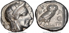 ATTICA. Athens. Ca. 440-404 BC. AR tetradrachm (25mm, 17.14 gm, 8h). NGC AU 4/5 - 4/5. Mid-mass coinage issue. Head of Athena right, wearing crested A...
