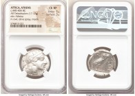 ATTICA. Athens. Ca. 440-404 BC. AR tetradrachm (25mm, 17.17 gm, 1h). NGC Choice XF 5/5 - 3/5. Mid-mass coinage issue. Head of Athena right, wearing cr...