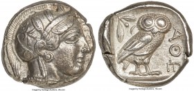 ATTICA. Athens. Ca. 440-404 BC. AR tetradrachm (24mm, 17.15 gm, 6h). XF. Mid-mass coinage issue. Head of Athena right, wearing crested Attic helmet or...
