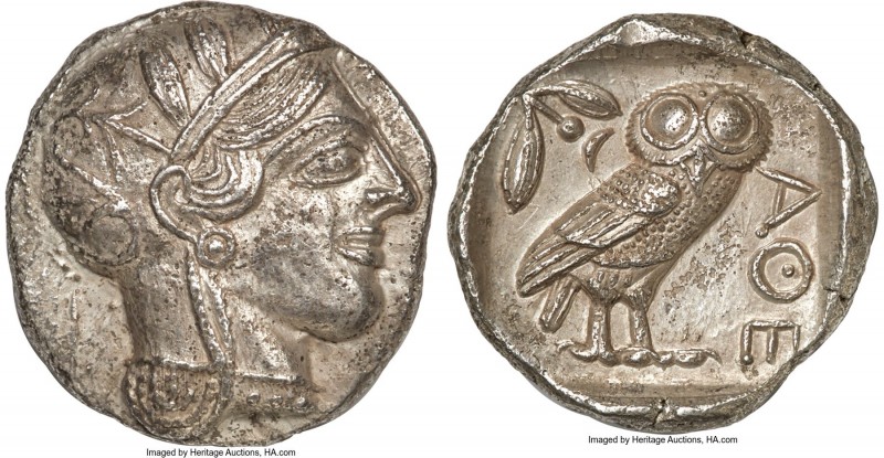 ATTICA. Athens. Ca. 440-404 BC. AR tetradrachm (26mm, 17.05 gm, 4h). AU. Mid-mas...