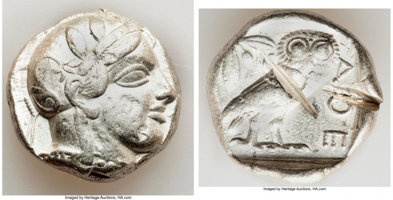 ATTICA. Athens. Ca. 440-404 BC. AR tetradrachm (25mm, 17.16 gm, 10h). VF, test c...