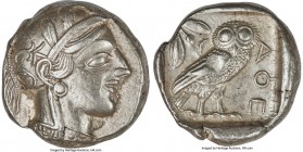 ATTICA. Athens. Ca. 440-404 BC. AR tetradrachm (25mm, 17.15 gm, 7h). About XF. Mid-mass coinage issue. Head of Athena right, wearing crested Attic hel...