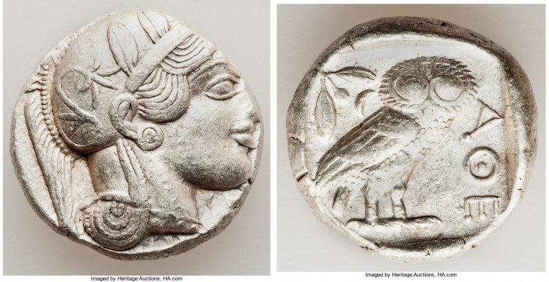 ATTICA. Athens. Ca. 440-404 BC. AR tetradrachm (23mm, 17.15 gm,11h). XF. Mid-mas...