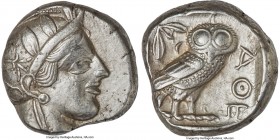 ATTICA. Athens. Ca. 440-404 BC. AR tetradrachm (23mm, 17.14 gm, 10h). About XF. Mid-mass coinage issue. Head of Athena right, wearing crested Attic he...