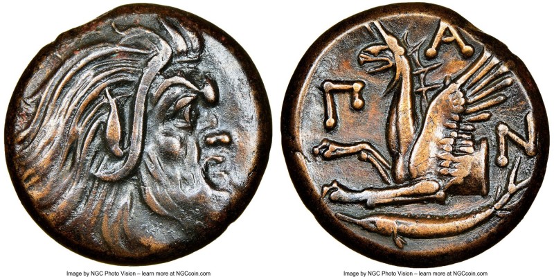 CIMMERIAN BOSPORUS. Panticapaeum. 4th century BC. AE (21mm, 11h). NGC Choice VF,...