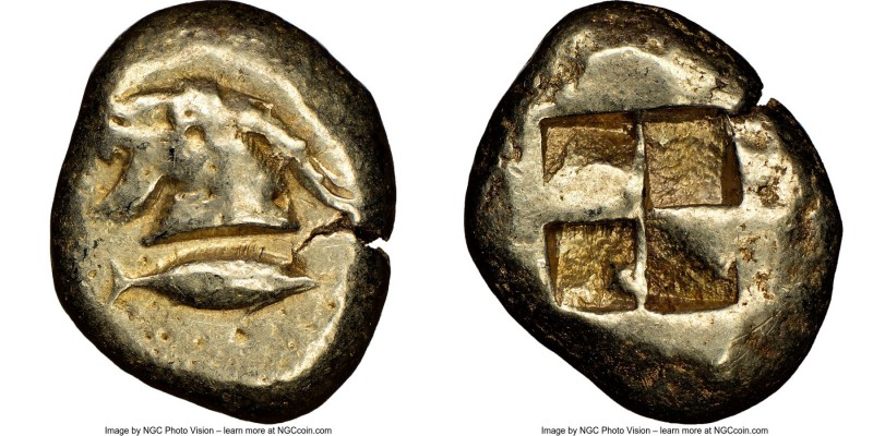 MYSIA. Cyzicus. Ca. 550-450 BC. EL stater (23mm, 16.08 gm). NGC Choice Fine 4/5 ...