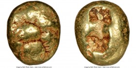 IONIA. Ephesus. Ca. 600-550 BC. EL third-stater or trite (12mm, 4.72 gm). NGC Fine 3/5 - 4/5. 'Primitive' bee, viewed from above / Two incuse squares ...