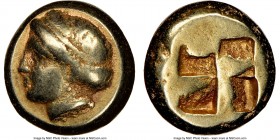 IONIA. Phocaea. Ca. 477-388 BC. EL sixth-stater or hecte (10mm). NGC Choice Fine. Head of young female left, wearing double taenia, hair confined by s...