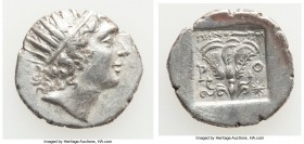 CARIAN ISLANDS. Rhodes. Ca. 88-84 BC. AR drachm (16mm, 2.49 gm, 1h). Choice VF 'Plinthophoric' coinage, Menodorus, magistrate. Radiate head of Helios ...