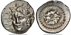 CARIAN ISLANDS. Rhodes. Ca. 84-30 BC. AR drachm (19mm, 4.32 gm, 2h). NGC MS 5/5 - 3/5, brushed. Radiate head of Helios facing, turned slightly left, h...