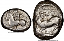 CILICIA. Celenderis. Ca. 425-350 BC. AR stater (20mm, 9h). NGC VF. Ca. 425-400 BC. Youthful nude male rider, reins in right hand, kentron in left, dis...