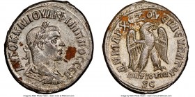 SYRIA. Antioch. Philip II, as Augustus (AD 247-249). BI tetradrachm (27mm, 11h). NGC AU. AD 249. AYTOK K M IOYΛI ΦIΛIΠΠOC CЄB, laureate, draped and cu...