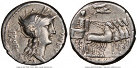 L. Cornelius Sulla as Imperator and L. Manlius Torquatus as Proquaestor (82 BC). AR denarius (16mm, 1h). NGC VF. Military mint in Italy, moving with S...