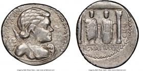 Cn. Egnatius Cn.f. Cn.n. Maxsumus (76 BC). AR denarius (19mm, 3h). NGC Choice VF. MAXSVMVS, bust of Cupid right, seen from the front, with bow and qui...