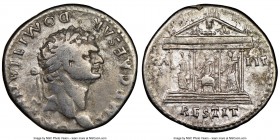 Domitian (AD 81-96). AR cistophorus (25mm, 6h). NGC Choice Fine, marks. Rome, AD 80-81. IMP CAES DOMITIAN AVG P M COS VIII, laureate head of Domitian ...