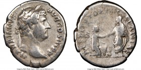 Hadrian (AD 117-138). AR denarius (19mm, 6h). NGC Fine. Rome, AD 130-133. HADRIANVS-AVG COS III P P, laureate head of Hadrian left / RESTITVTORI HISPA...