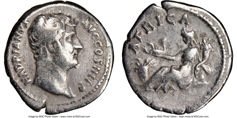 Hadrian (AD 117-138). AR denarius (19mm, 6h). NGC Fine, bent. Rome, AD 134-138. ...