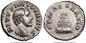 Divus Antoninus Pius (AD 138-161). AR denarius (18mm, 5h). NGC Choice VF. Rome, AD 161. DIVVS ANTONINVS, bare head of Divus Antoninus Pius right / CON...