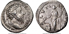 Marcus Aurelius, as Augustus (AD 161-180). AR denarius (18mm, 11h). NGC XF. Rome, December AD 177-December AD 169. M ANTONINVS AVG-TR P XXIII, laureat...