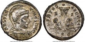 Constantine I the Great (AD 307-337). AE3 or BI nummus (19mm, 3.30 gm, 5h). NGC MS 5/5 - 5/5, Silvering. Thessalonica, 5th officina, AD 320. CONSTAN-T...