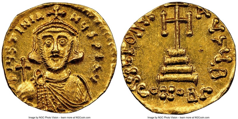 Justinian II, first reign (AD 685-695). AV solidus (19mm, 4.26 gm, 7h). NGC MS 5...