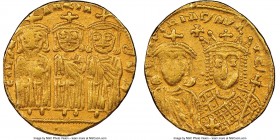Constantine VI and Irene (AD 780-797), with Leo III, Constantine V, and Leo IV. AV solidus (20mm, 4.37 gm, 6h). NGC XF 3/5 - 3/5. Constantinople, AD 7...