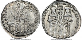 Andronicus II Palaeologus and Michael IX (AD 1294-1320). Anonymous Issue. AR basilicon (20mm, 6h). NGC Choice VF. Constantinople, AD 1304-1320. KYPIЄ-...