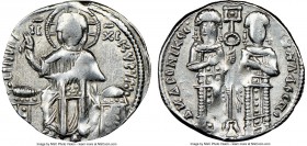 Andronicus II Palaeologus and Michael IX (AD 1294-1320). Anonymous Issue. AR basilicon (20mm, 5h). NGC VF. Constantinople, AD 1304-1320. KYPIЄ-BOHΘЄI,...