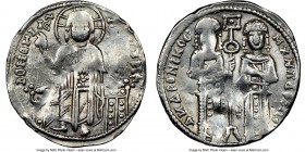 Andronicus II Palaeologus and Michael IX (AD 1294-1320). Anonymous Issue. AR basilicon (21mm, 5h). NGC VF. Constantinople, AD 1304-1320. KYPIЄ-BOHΘЄI,...