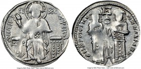 Andronicus II Palaeologus and Michael IX (AD 1294-1320). Anonymous Issue. AR basilicon (21mm, 5h). NGC VF. Constantinople, AD 1304-1320. KYPIЄ-BOHΘЄI,...