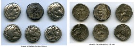 ANCIENT LOTS. Greek. Macedonian Kingdom. Ca. 336-317 BC. Lot of six (6) AR drachms. About VF-VF. Includes: (6) Alexander III the Great (336-323 BC), Z...