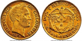 Republic gold 2-1/2 Pesos 1919-A MS60 NGC, Medellin mint, KM200. Two year type. AGW 0.1178 oz. 

HID09801242017

© 2020 Heritage Auctions | All Ri...