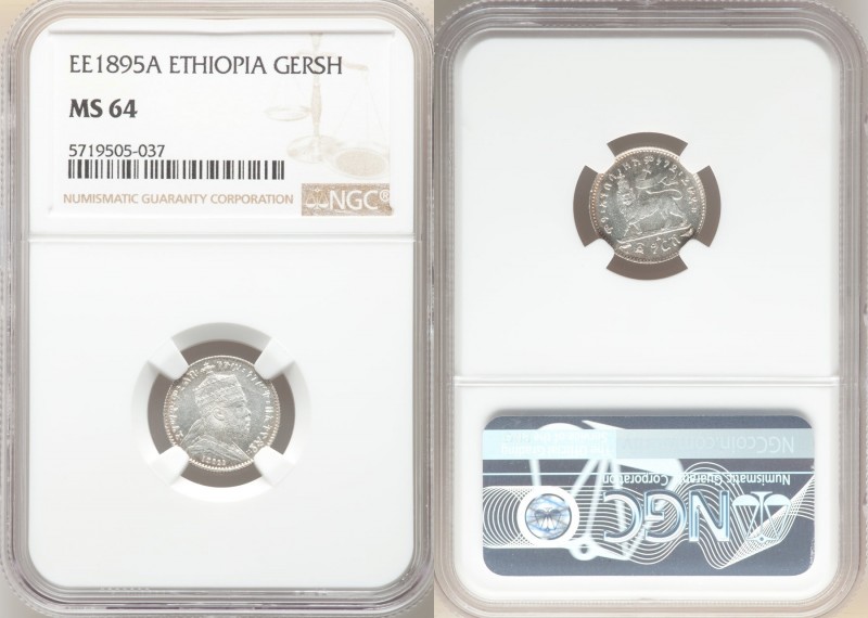 Menelik II 5-Piece Lot of Certified Gersh EE 1895 (1902/1903)-A MS64 NGC, Paris ...