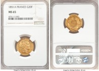 Republic gold 20 Francs 1851-A MS65 NGC, Paris mint, KM762, Gad-1059. 

HID09801242017

© 2020 Heritage Auctions | All Rights Reserved