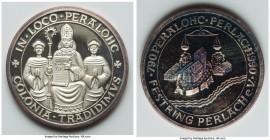 Federal Republic silver Proof "1000th Anniversary of Founding of Perlach" Medal 1990, 35.1mm. 19.94gm. Neon blue and violet toning. 

HID09801242017...