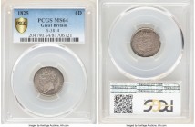 George IV 6 Pence 1825 MS64 PCGS, KM691, S-3814. Red-gold and teal-gray tone with reflective subdued fields. 

HID09801242017

© 2020 Heritage Auc...