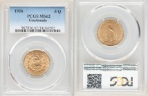 Republic gold 5 Quetzales 1926-(P) MS62 PCGS, Philadelphia mint, KM244. One year type. AGW 0.2419 oz. 

HID09801242017

© 2020 Heritage Auctions |...