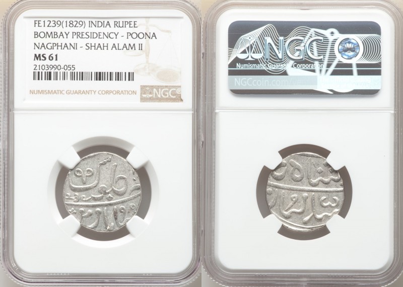 British India. Bombay Presidency Rupee FE 1239 (1829) MS61 NGC, Poona mint, KM32...