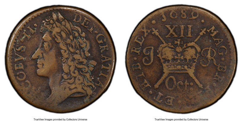 James II Gunmoney Shilling 1689 XF40 PCGS, KM94, S-6581E. October issue.

HID0...
