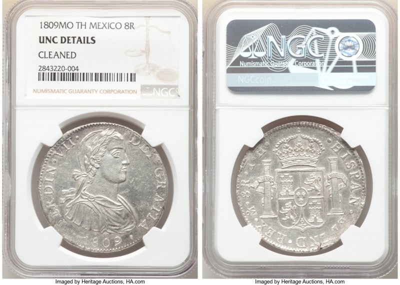 Ferdinand VII 8 Reales 1809 Mo-TH UNC Details (Cleaned) NGC, Mexico City mint, K...