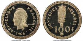 French/British Condominium silver Specimen Essai 100 Francs 1966 SP66 PCGS, KM-E1, Lec-58. Essai AG (silver). 

HID09801242017

© 2020 Heritage Au...