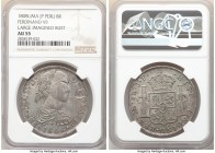 Charles IV 8 Reales 1808 LM-JP AU55 NGC, Lima mint, KM106.1. Large imagined bust type. Well struck with full details, lamination or flan flaw near let...